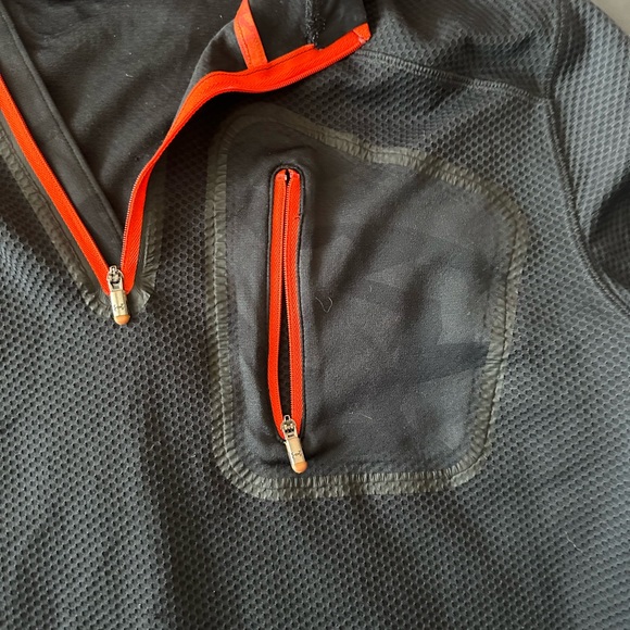 Under Armour Combine Hoodie Men’s L Fitted Pullover Quarter Zip Black Orange - Picture 3 of 5